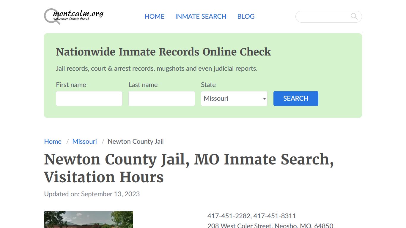 Newton County Jail, MO Inmate Search, Visitation Hours